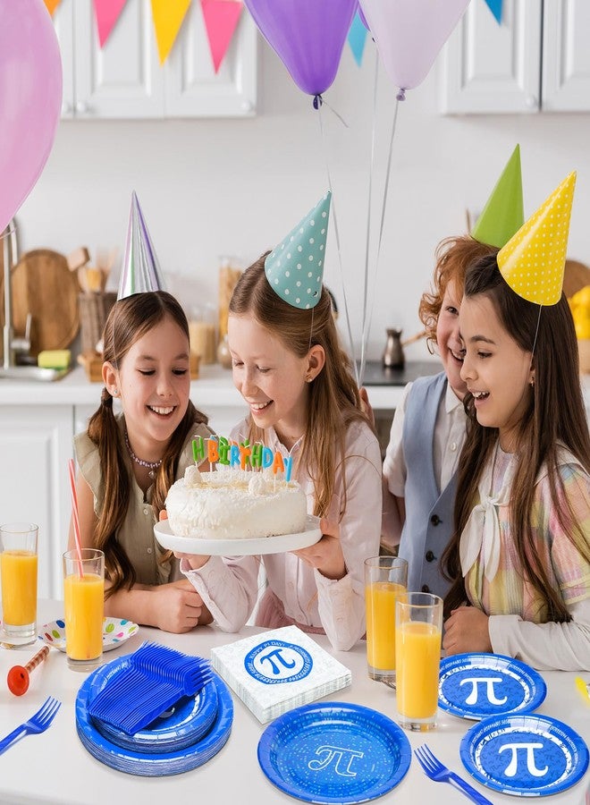 FillTouch 96 Pcs Pi Symbol Party Pie Plates and Napkins Party Supplies Pi Day Math Theme Symbol Decorations Including Disposable Paper Plates Napkins Fork Math Supplies for 24 Guests - Image 3